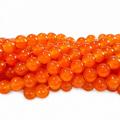 8mm Jelly Glass Beads – Smooth Translucent Beads (Approx 100 Beads/Strand) Orange color
