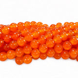 8mm Jelly Glass Beads – Smooth Translucent Beads (Approx 100 Beads/Strand) Orange color