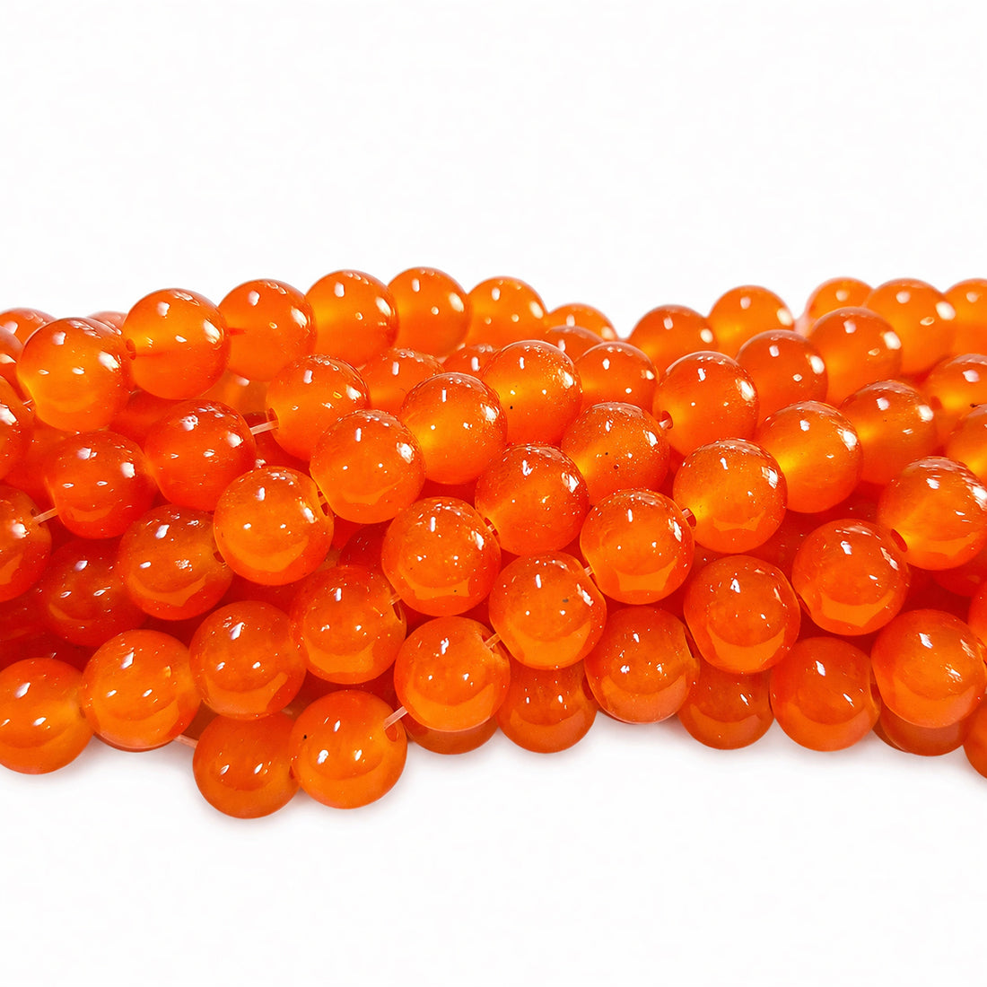 8mm Jelly Glass Beads – Smooth Translucent Beads (Approx 100 Beads/Strand) Orange color