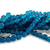 8mm Jelly Glass Beads – Smooth Translucent Beads (Approx 100 Beads/Strand) Turquoise Blue color Dark