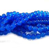 8mm Jelly Glass Beads – Smooth Translucent Beads (Approx 100 Beads/Strand) Blue color