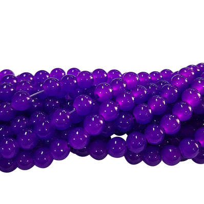 8mm Jelly Glass Beads – Smooth Translucent Beads (Approx 100 Beads/Strand) Purple color