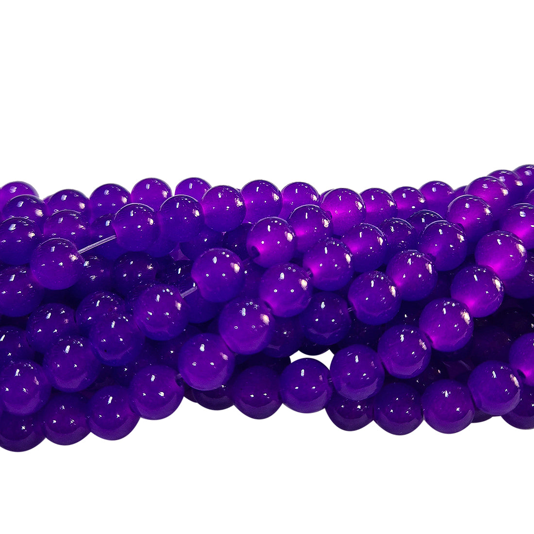 8mm Jelly Glass Beads – Smooth Translucent Beads (Approx 100 Beads/Strand) Purple color