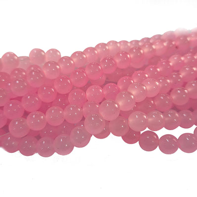 8mm Jelly Glass Beads – Smooth Translucent Beads (Approx 100 Beads/Strand) Rose pink color