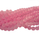 8mm Jelly Glass Beads – Smooth Translucent Beads (Approx 100 Beads/Strand) Rose pink color