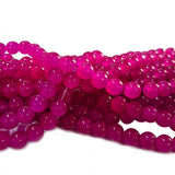 8mm Jelly Glass Beads – Smooth Translucent Beads (Approx 100 Beads/Strand) Barbie Pink color