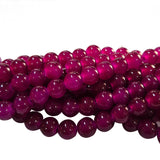 8mm Jelly Glass Beads – Smooth Translucent Beads (Approx 100 Beads/Strand) Maroon Pink, Dark Magenta color