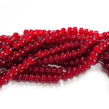 6x4mm Rondelle Jelly Glass Beads – Donut Shape Translucent Beads (Approx 180~185 Beads/Strand) Dark Red color