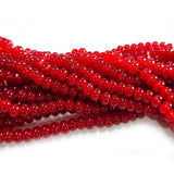 6x4mm Rondelle Jelly Glass Beads – Donut Shape Translucent Beads (Approx 180~185 Beads/Strand) Bright Red color