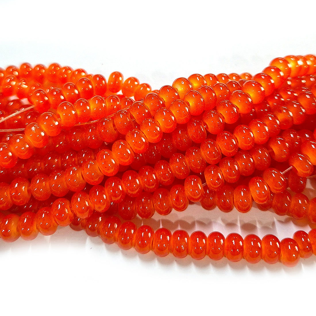 6x4mm Rondelle Jelly Glass Beads – Donut Shape Translucent Beads (Approx 180~185 Beads/Strand) Orange color