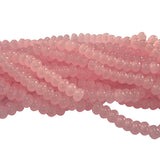 6x4mm Rondelle Jelly Glass Beads – Donut Shape Translucent Beads (Approx 180~185 Beads/Strand) Pink Color