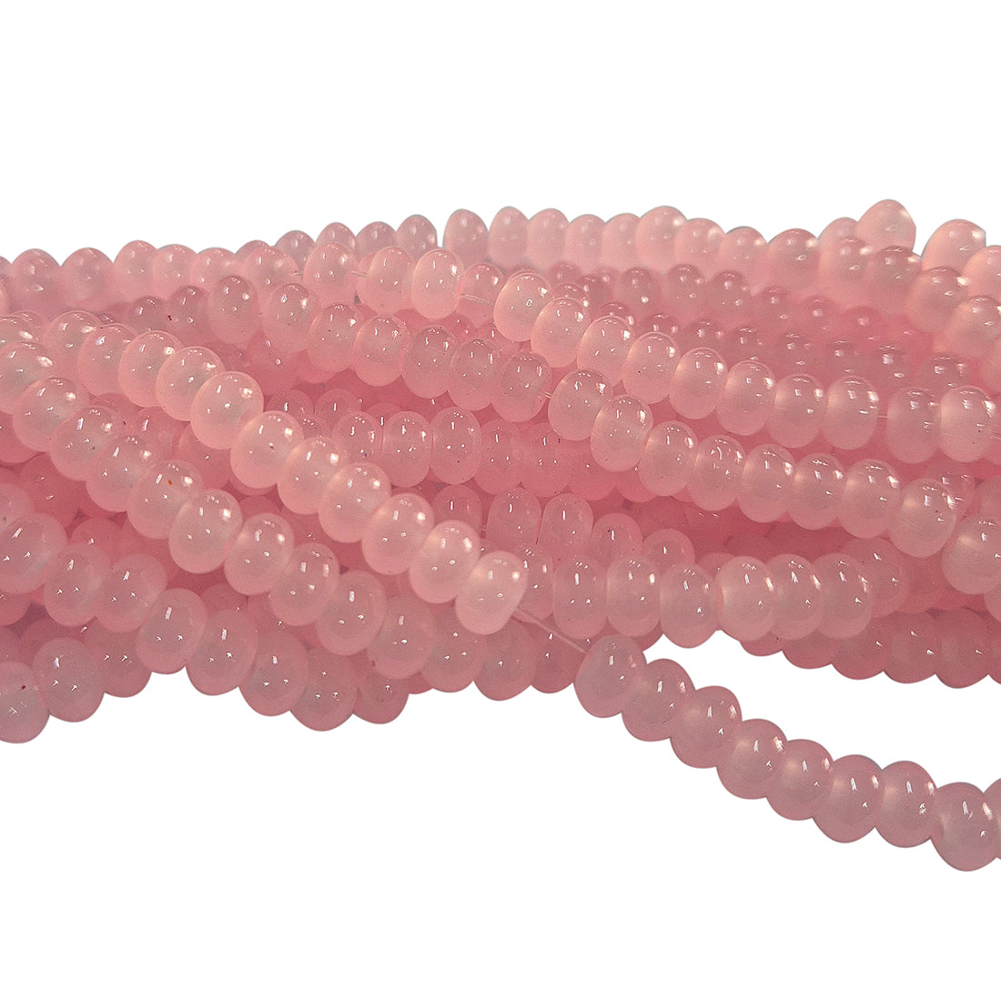 6x4mm Rondelle Jelly Glass Beads – Donut Shape Translucent Beads (Approx 180~185 Beads/Strand) Pink Color