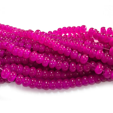 6x4mm Rondelle Jelly Glass Beads – Donut Shape Translucent Beads (Approx 180~185 Beads/Strand) Barbie Pink color