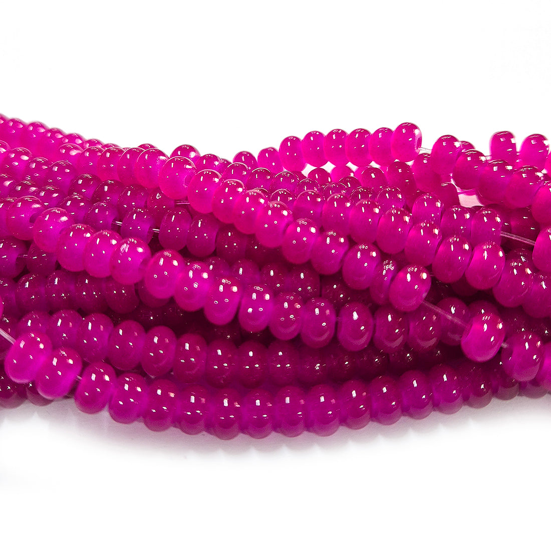 6x4mm Rondelle Jelly Glass Beads – Donut Shape Translucent Beads (Approx 180~185 Beads/Strand) Barbie Pink color