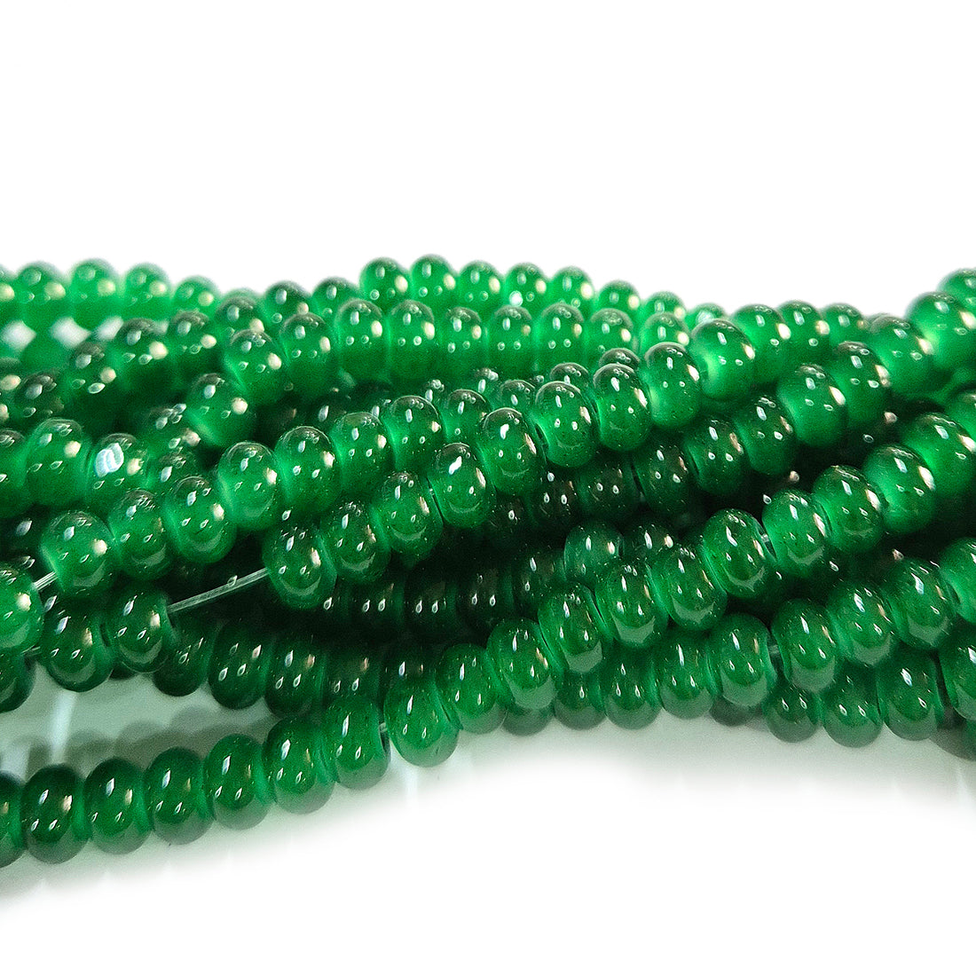 6x4mm Rondelle Jelly Glass Beads – Donut Shape Translucent Beads (Approx 180~185 Beads/Strand) Green color