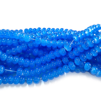 6x4mm Rondelle Jelly Glass Beads – Donut Shape Translucent Beads (Approx 180~185 Beads/Strand) Blue Color