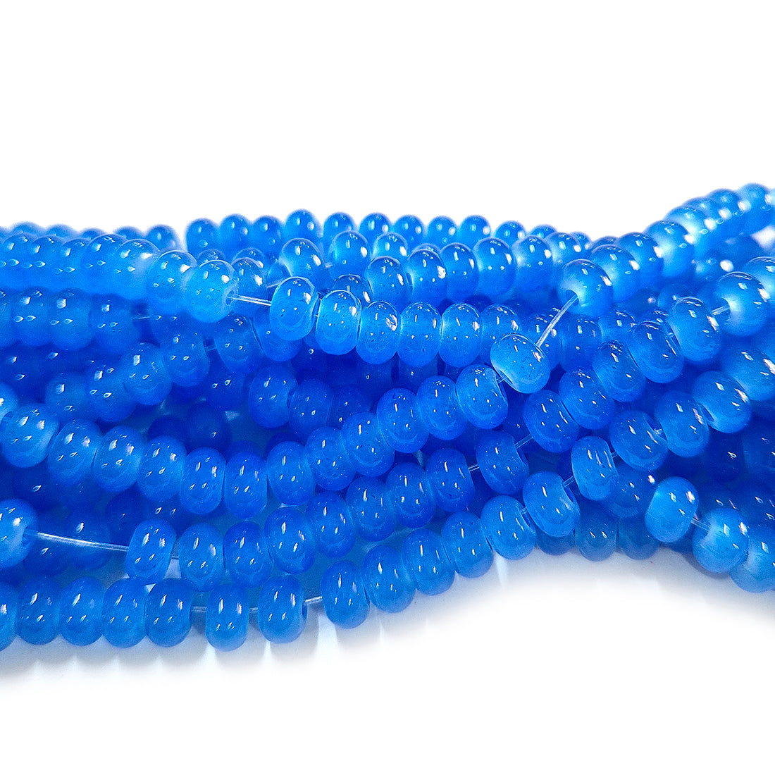 6x4mm Rondelle Jelly Glass Beads – Donut Shape Translucent Beads (Approx 180~185 Beads/Strand) Blue Color