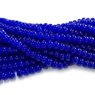 6x4mm Rondelle Jelly Glass Beads – Donut Shape Translucent Beads (Approx 180~185 Beads/Strand) Blue Color