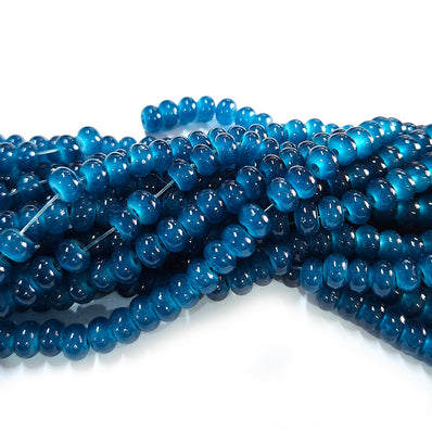 6x4mm Rondelle Jelly Glass Beads – Donut Shape Translucent Beads (Approx 180~185 Beads/Strand) Montana Blue