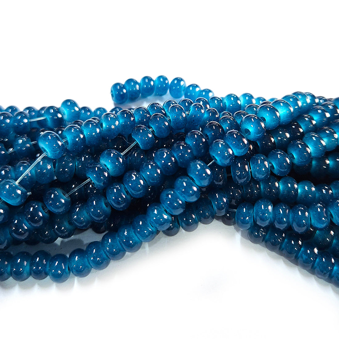 6x4mm Rondelle Jelly Glass Beads – Donut Shape Translucent Beads (Approx 180~185 Beads/Strand) Montana Blue