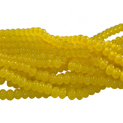 6x4mm Rondelle Jelly Glass Beads – Donut Shape Translucent Beads (Approx 180~185 Beads/Strand) Yellow color