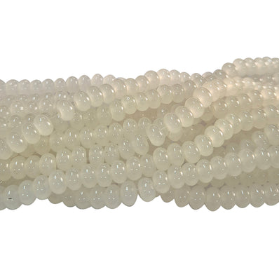 6x4mm Rondelle Jelly Glass Beads – Donut Shape Translucent Beads (Approx 180~185 Beads/Strand) White Color