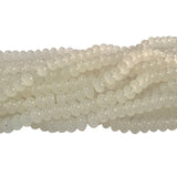 6x4mm Rondelle Jelly Glass Beads – Donut Shape Translucent Beads (Approx 180~185 Beads/Strand) White Color