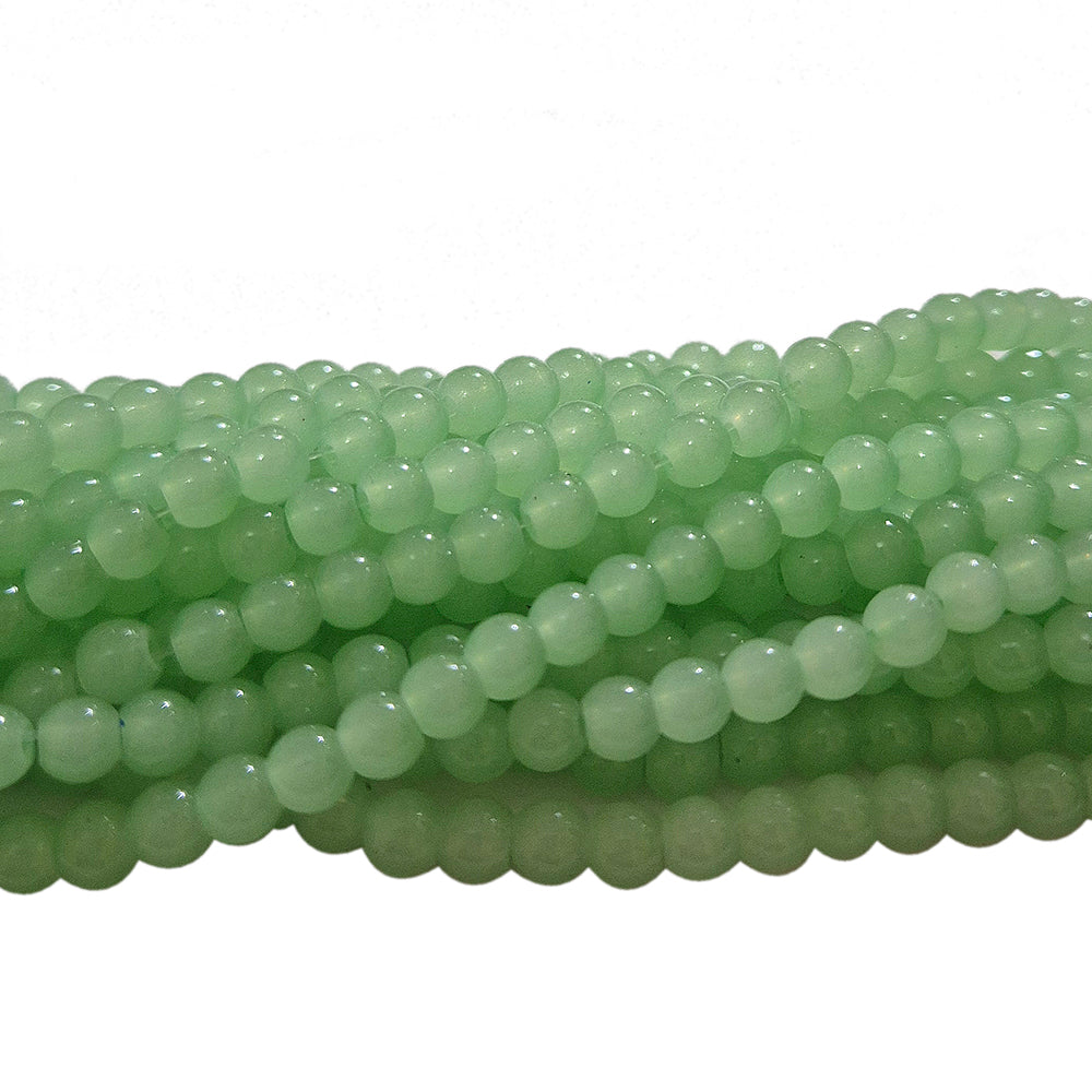 2 Strands, 4MM Round Imitation Jade Glass Beads Strands, Jelly Style Glass Spacer Beads for Jewelry Making, 31.4 Inches