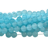 Per Strands,8MM Round Imitation Jade Glass Beads Strands, Jelly Style Glass Spacer Beads for Jewelry Making, each 31~32 Inches
