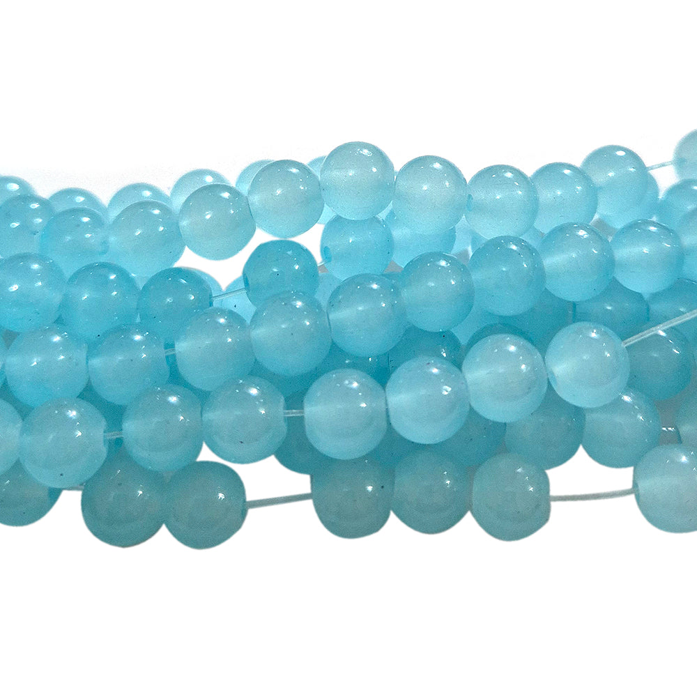 Per Strands,8MM Round Imitation Jade Glass Beads Strands, Jelly Style Glass Spacer Beads for Jewelry Making, each 31~32 Inches