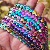 6-7 MM HEART SHAPE ' 60-61 BEADS APPROX' SMOOTH RAINBOW HEMATITE NON-MAGNETIC BEADS SOLD BY PER LINE PACK