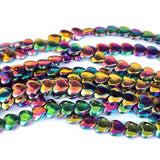 6-7 MM HEART SHAPE ' 60-61 BEADS APPROX' SMOOTH RAINBOW HEMATITE NON-MAGNETIC BEADS SOLD BY PER LINE PACK
