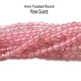 4mm Faceted Rose Quartz  Per Line