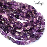 AMETHYST ' 6-12 MM' SEMI PRECIOUS BEADS' 15" MINI TUMBLES' 47-48 BEADS APPROX' SOLD BY PER LINE PACK