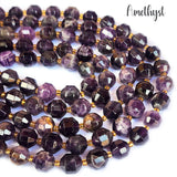 AMETHYST' 9-10 MM' 32-33 PIECES' PRISM CUT' AAA QUALITY' NATURAL SEMI PRECOUS BEADS SOLD BY PER LINE PACK