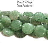 15mm Coin Green Aventurine About 26 beads