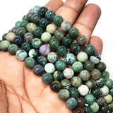 TREE AGATE' SEMI PRECIOUS BEADS 8 MM ROUND'45-46 BEADS APPROX' SOLD BY PER LINE PACK