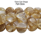 15mm Coin Palm Stone quartz About 26 beads