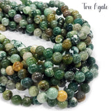 TREE AGATE' SEMI PRECIOUS BEADS 8 MM ROUND'45-46 BEADS APPROX' SOLD BY PER LINE PACK