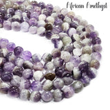 AFRICAN AMETHYST 'SEMI PRECIOUS BEADS 8 MM ROUND'45-46 BEADS APPROX' SOLD BY PER LINE PACK