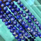 LAPIS LAZULI ' SEMI PRECIOUS BEADS 8 MM ROUND'45-46 BEADS APPROX' SOLD BY PER LINE PACK