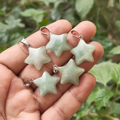 GREEN AVENTURINE' 1 PIECE PACK STAR SHAPE GEMSTONE CHARMS