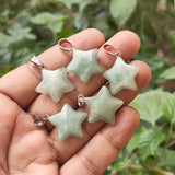 GREEN AVENTURINE' 1 PIECE PACK STAR SHAPE GEMSTONE CHARMS