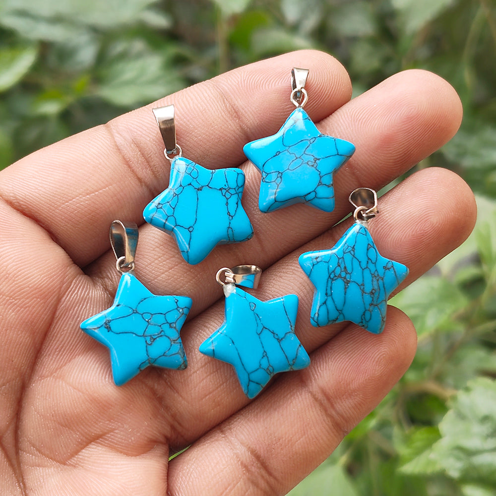 TURQUOISE' 1 PIECE PACK STAR SHAPE GEMSTONE CHARMS