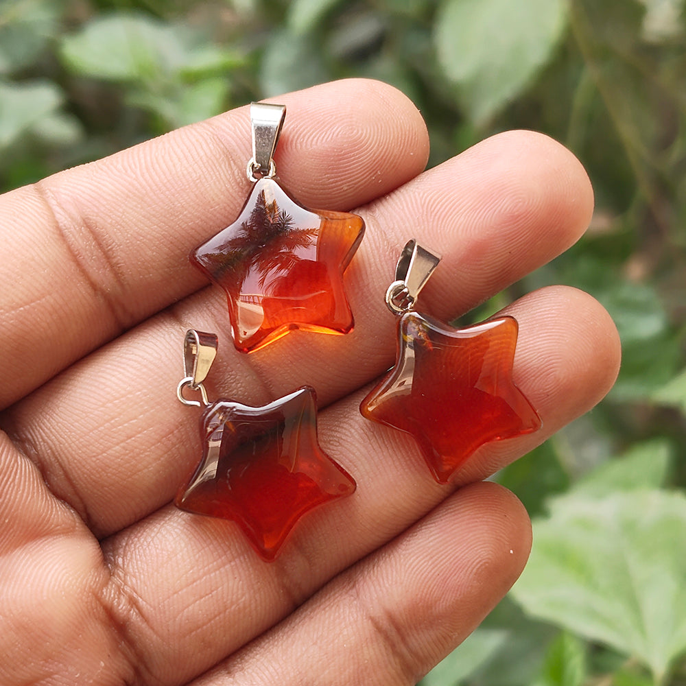 AMBER QUARTZ' 1 PIECE PACK STAR SHAPE GEMSTONE CHARMS