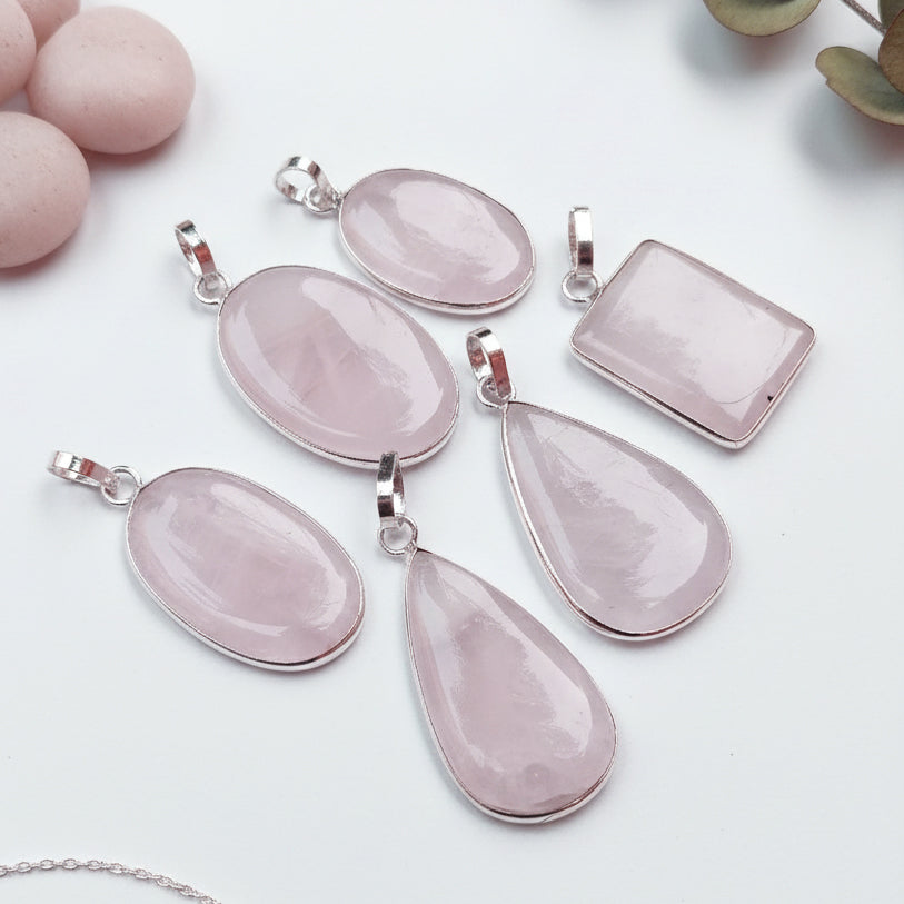 1 PIECE PACK' ROSE QUARTZ GEMSTONE PENDANT