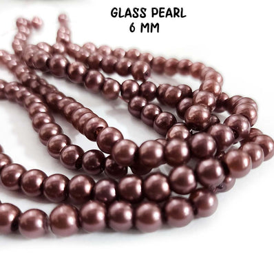 6mm Round, LONG STRAND/LINE 6MM  COLOR GLASS PEARL BEADS FOR JEWELRY MAKING (long String approx 32 Inches long) Approx 144 beads