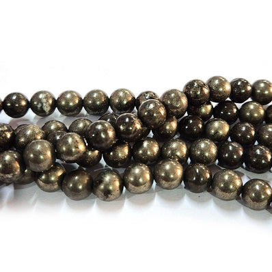 Pyrite Stone 8mm Semi Precious Round Beads with smooth polish and rich natural (Authentic)  perfect for bracelets, malas, and premium DIY jewelry projects. Sold Per Line  48~49 beads