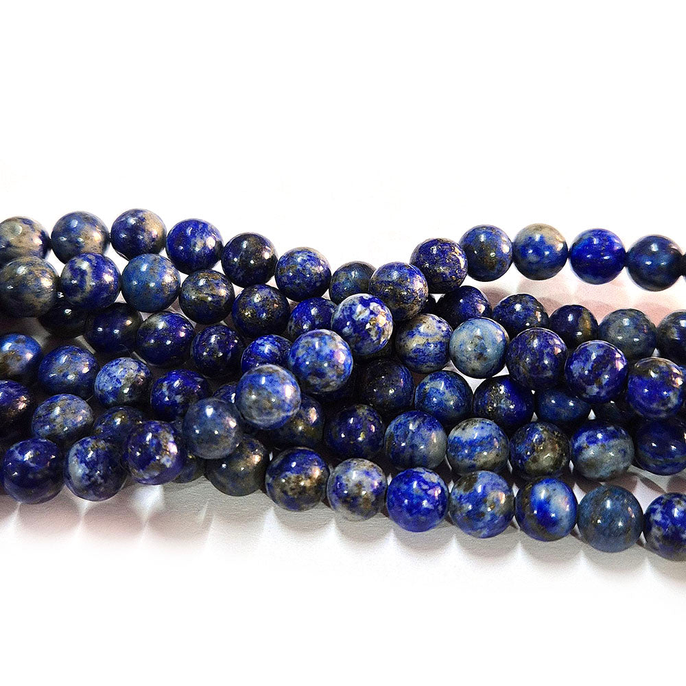 Lapiz 6mm Semi Precious Round Beads with smooth polish and rich natural (Authentic)  perfect for bracelets, malas, and premium DIY jewelry projects. Sold Per Line  60 beads