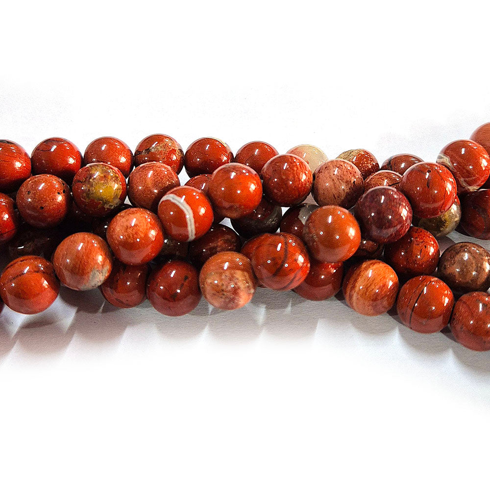 Red Jasper 8mm Semi Precious Round Beads with smooth polish and rich natural (Authentic)  perfect for bracelets, malas, and premium DIY jewelry projects. Sold Per Line  45 beads